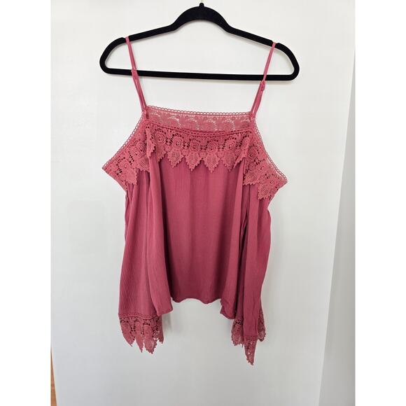 Romantic Pink Dusty Rose Fairy Coquette Dainty Top XL Crochet Boho Whimsical - Picture 7 of 10